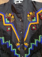 Vintage CEDARS Black Shirt Size 10 Beaded Western Rodeo Country Southwestern