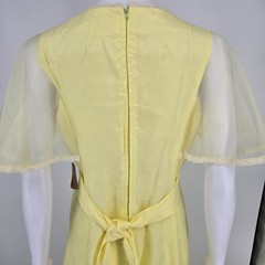 Vintage 1970s Pale Yellow Empire Waist Flutter Sleeve Maxi Dress (Size 6/S)