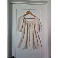 Vintage 100% Cotton Made in Greece Boho Peasant Blouse Cream Crochet Lace Tops