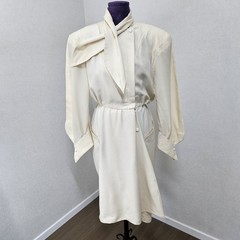 Auth Vintage Thierry Mugler 1980s Wool Cream Dress