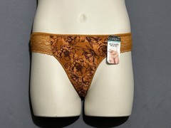 Vintage Sears/Cupid Panties Size 6/M Burnt Orange Floral Print Lace Trim