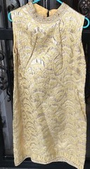 Vintage 70’s Mod Dress & Vest Sleeveless Yellow Gold Metallic 2 Piece Set