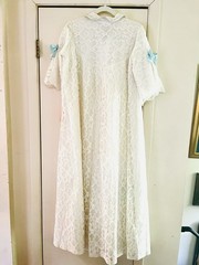 Deadstock VTG Odette Barsa Coquette 60s Lace Chiffon Satin Bow Nightgown S