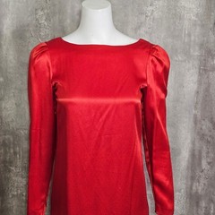 Vintage Bonwit Teller Red Satin Cocktail Dress Sequin Bow Open Back Size 4 USA