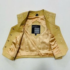 1990s–Y2K North Beach Leather Cropped Button Vest Beige Women’s XS/S
