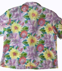 vtg 80s Lauren Lee Floral Button Blouse Sz 18 Short Sleeve Silky Top