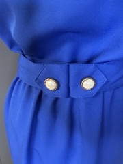 Vintage Stuart Alan Petites double breasted secretary blue women’s dress 6P