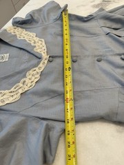 Laura Ashley Vintage Blue linen cotton lace collar dress Sz US 12 Excellent!