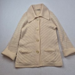 Vintage Norma Della Legge Wool Cardigan Sweater Cream Button Front Size Medium
