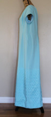 Vintage 1970s Light Blue Polyester Short Sleeve Maxi Shift Dress Women’s L/XL