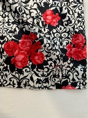 Vintage 80s Black Red Shiny Satin Floral Robe Long M/L Asian Inspired