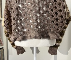 VTG 1970s Handmade Brown Crochet Ruffle Stripe Bolero Shrug Cardigan Women’s S/M