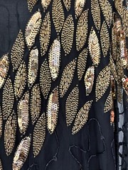 Vintage Dress Stenay Beaded Sequins Silk Black Size 16 NWOT