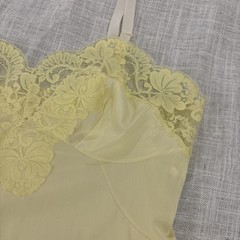 Vintage Sears Nylon Lace Full Slip Yellow Size 34 Dainty
