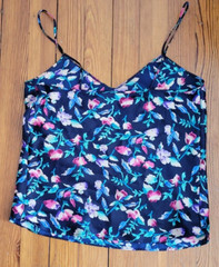 Vintage Sedu Blue/Black Multi Color Floral Cami Camisole Top | Size Small