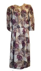 California Looks Dress Made In USA Vintage 80s 90s Purple Floral Dress