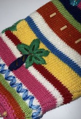 Vintage ARRIVISTE Funky Sweater Ramie Cotton Blend Colorful Embroidery Gems Sz M