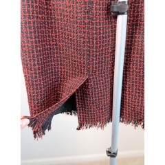 Lana Lee Canada Vintage Red Black Textured Fringe Blazer Skirt Suit Set Size 6