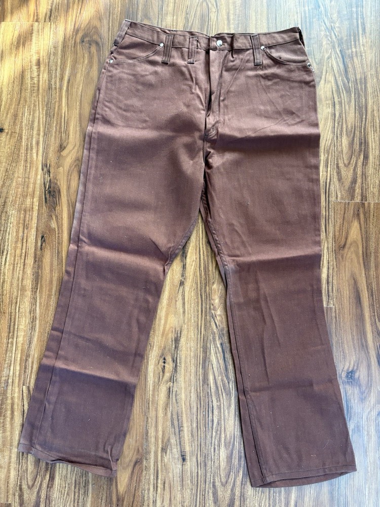 NWT Maverick Jeans Womens Western Brown Denim 38×30 Vintage 70s Brand New Plus