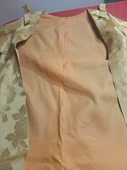True VTG Mid-century MOD 1960s Two-piece Gold Brocade Evening Gown & Long Coat M