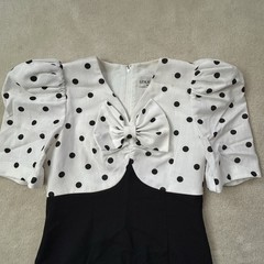 Leslie Lucks Vintage 80s Polkadot Puffed Sleeve Dress Size 4 Petite