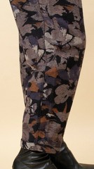 80s Vtg German Designer Rene Lezard Black Floral Woven Cotton Trouser Pant