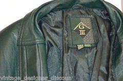 Global Identity trench G-III Long green soft Leather Coat oversize S VTG jacket