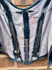 Vintage 30s 40s Blue Velvet Corset Old Hollywood Theatre Western Costume XXS XS