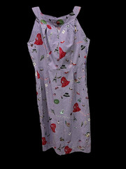 Handmade Paris-Themed Gingham Sundress – Purple Novelty Print – Side Zip – M/L