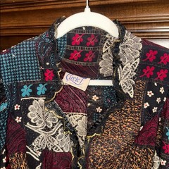 Vintage Circle T by Marilyn Lenox western patchwork button front shirt blouse M