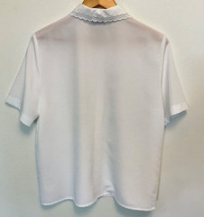 VTG 80s Sears Tradition White Embroidered Blouse Lace Collar Cottagecore Sz 12