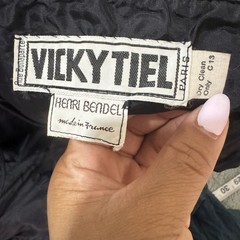 Vintage Henri Bendel Vicky Tiel Velvet Black&Teal Layered Strapless Mini Dress P