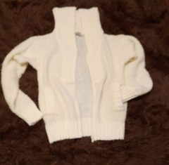 70s Vintage Collared Full Zip Sweater similar to light teddy bear material Lg