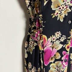 Vintage 90s Donna Rico Dark Floral Corset Dress Womens 14 Practical Magic Casual