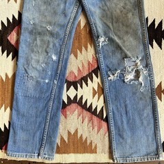 Vintage 1960s Distressed & Repaired Wrangler Denim Jeans Sz 26 x 30