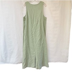 White Stag Womens Medium Linen Dress Solid Light Green Long Medium Overall Boho