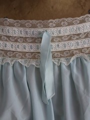 Vintage 1940s Barbizon Blue Nylon Lace Trim Nightgown | Romantic Boudoir