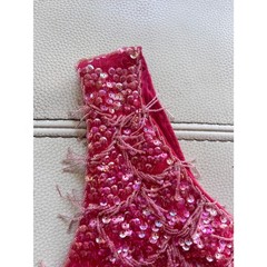 Sequin Tassel Zephyr Wool Vintage Med Hot Pink Mermaid Scale Beaded Tank Top