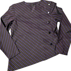 Vtg Pierre Cardin Paris New York Asymmetrical Stripe Blouse Sz 10 70s 80s Mod