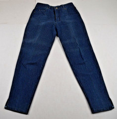 Vintage Jordache Jeans 26 x 26.5 80s Blue Light Blue Pin Stripes High Waist