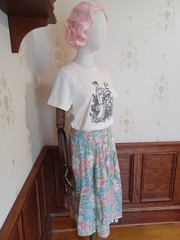 Vintage 1970s/1980s Koret Brand Pastel Floral Print Boho Cottagecore Midi Skirt