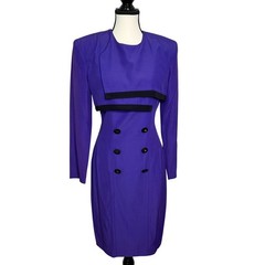 Vintage 80s Brioche California Purple Women’s Dress Power Suit Sailor XS/SMALL