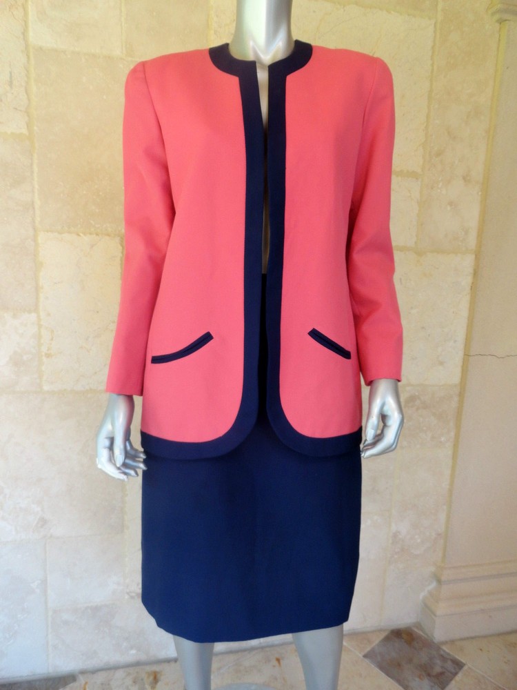 True Vintage 1970S Lilli Ann Pink Casual Wear to Work Skirt Suit Sz M