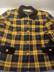 VTG Y2K Plaid Jacket Blazer Womens XL Wool Blend Yellow/blue/black, Joan Leslie
