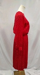 80’s Vintage Silk Studio Dress 100% Silk Red Animal Print Woven Glam Retro Sz 4