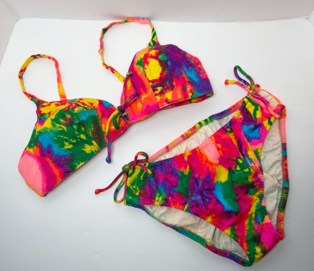 VTG 1960’s Psychedelic Tie Dye Bikini Swimsuit Handmade By Wedgewood No Size Tag