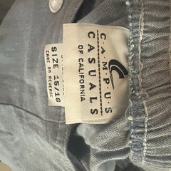 1990s Vintage Campus Casuals Pants NWT 15/16 Light Blue Cotton Tapered M USA