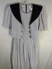 Vintage JBS Ltd Sailor Collar Long Dress USA Black White Check Size 8 45 Inch