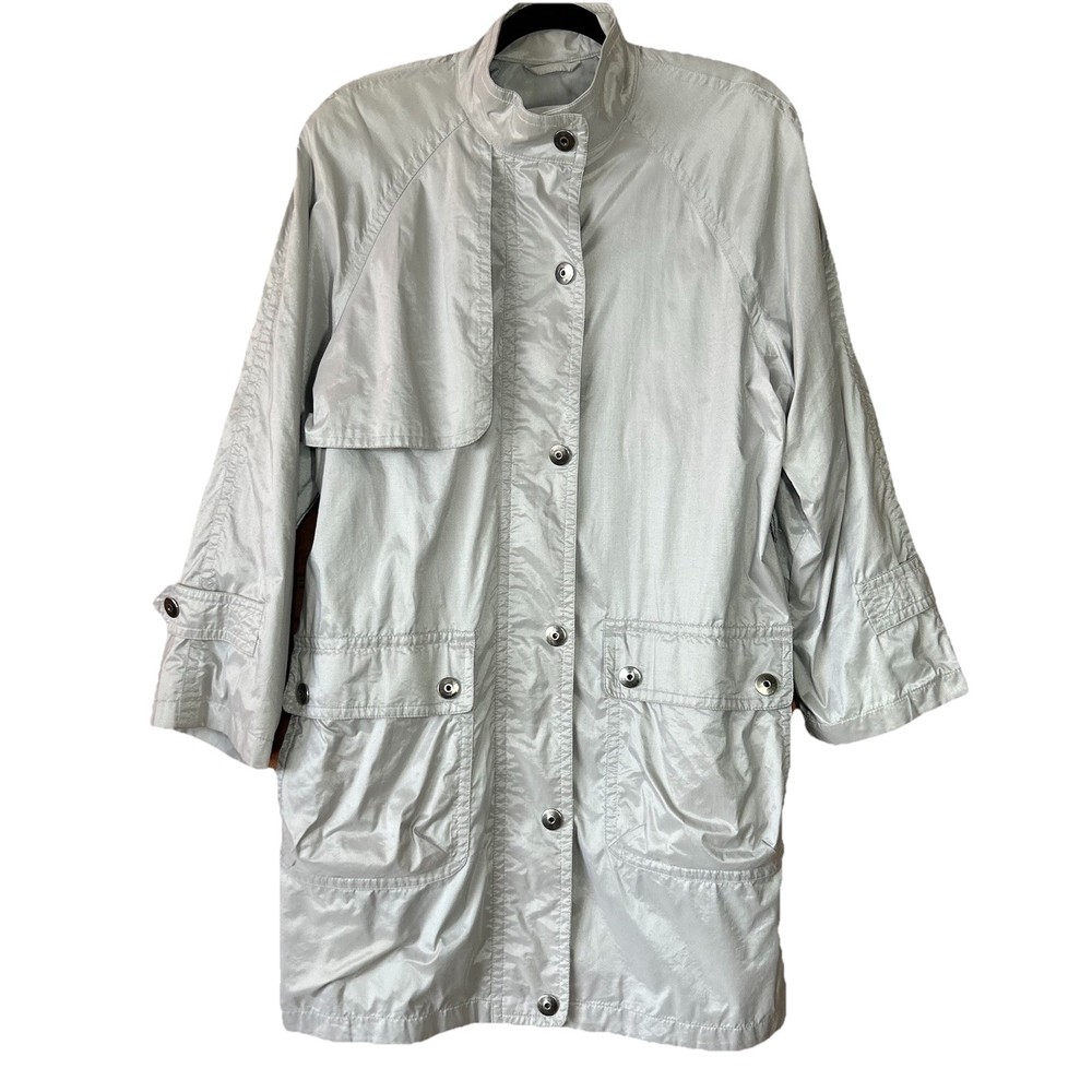 Vintage London Fog Light Grey Utility Windbreaker Rain Coat Size S