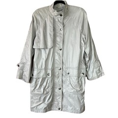 Vintage London Fog Light Grey Utility Windbreaker Rain Coat Size S